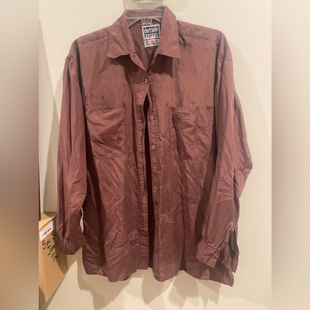 Brown silk blouse. Size medium